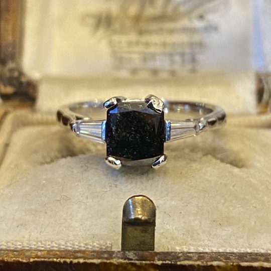 Art Deco Inspired Black Diamond Engagement Ring