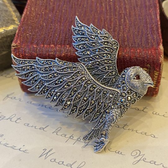 Sterling Silver Marcasite Owl Brooch