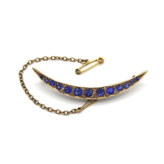 9ct Yellow Gold Paste Crescent Brooch