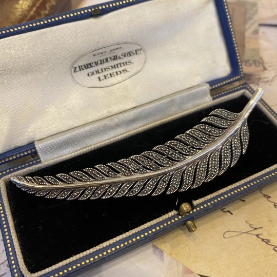 Sterling Silver Marcasite Feather Brooch