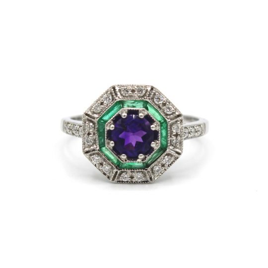 Art Deco Style Octagonal Suffragette Ring