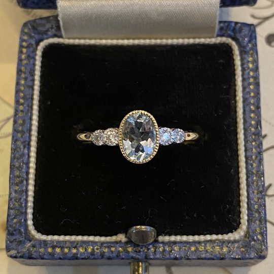 Aquamarine & Diamond Ring
