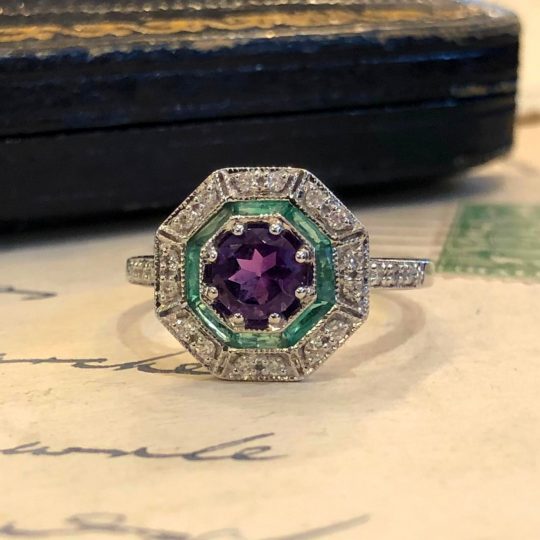Art Deco Style Octagonal Suffragette Ring