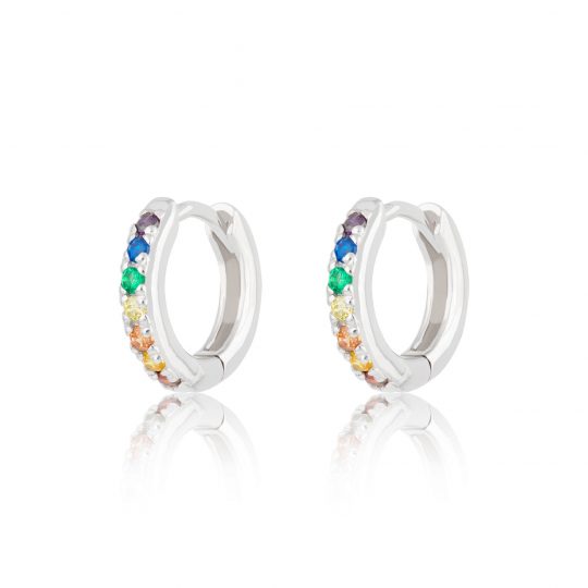 Huggie Earrings With Rainbow Stones