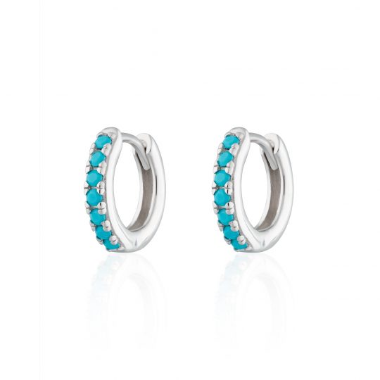 Huggie Earrings With Turquoise Stones