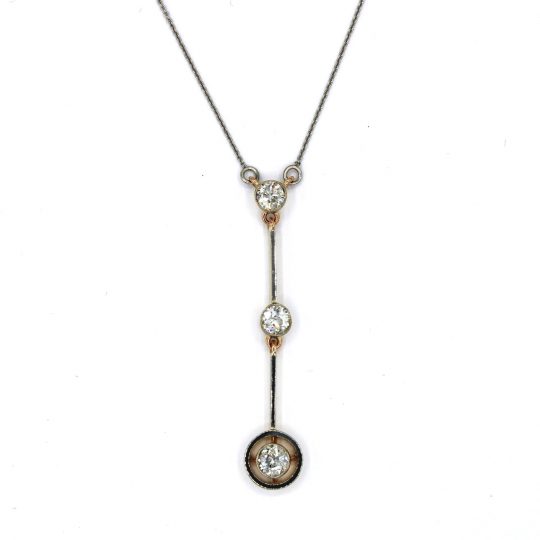 Three Stone Diamond Target Necklace