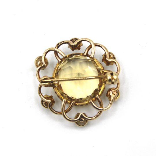 9ct Citrine & Pearl Brooch