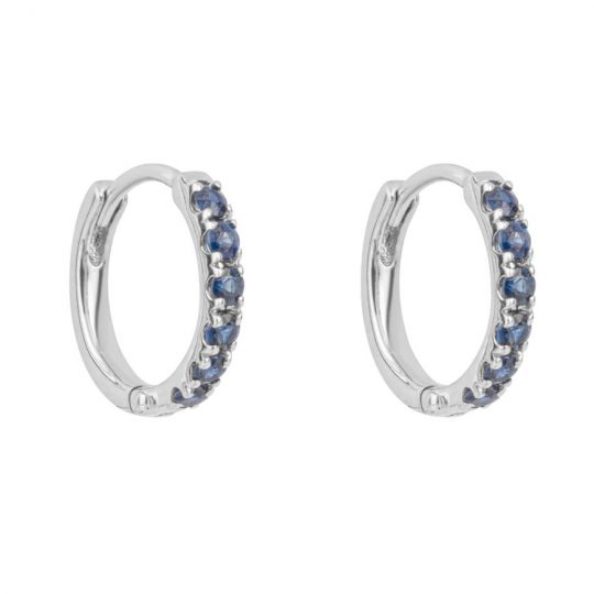 Gecko 9ct White Gold Sapphire Huggies Hoop Earrings