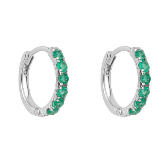 Gecko 9ct White Gold Emerald Huggie Hoop Earrings