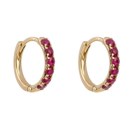 Gecko 9ct Yellow Gold Ruby Huggie Hoop Earrings