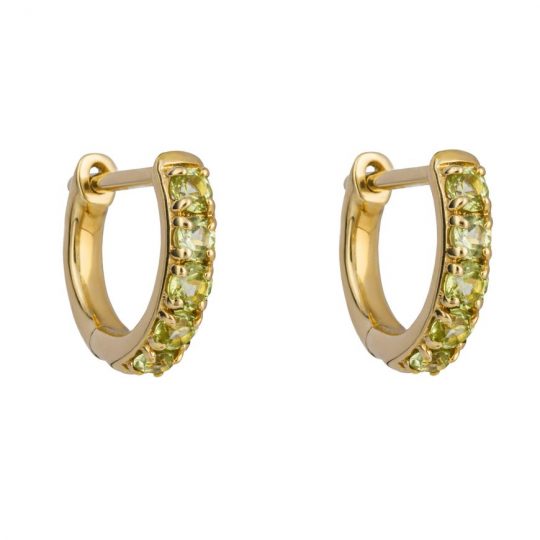 Gecko 9ct Yellow Gold Peridot Huggie Hoop Earrings