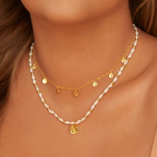 Hot Diamonds x Gold Edit Calm Pearl Lunar Necklace