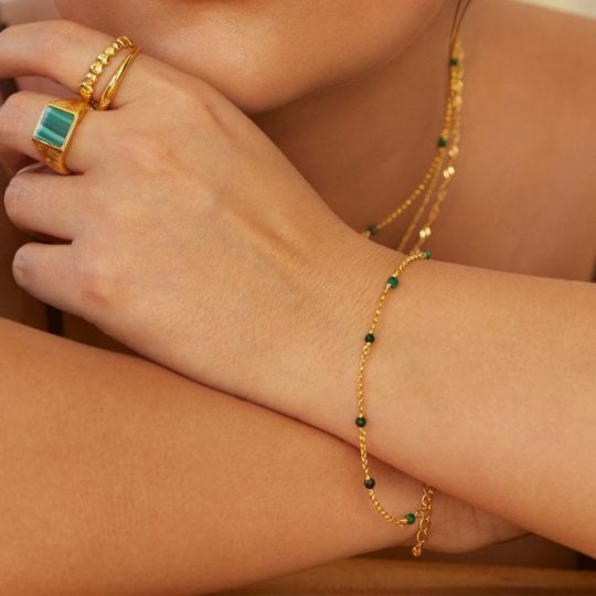 Hot Diamonds x Golden Edit Revive Malachite Bracelet