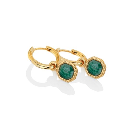 Hot Diamonds x Golden Edit Revive Malachite Earrings