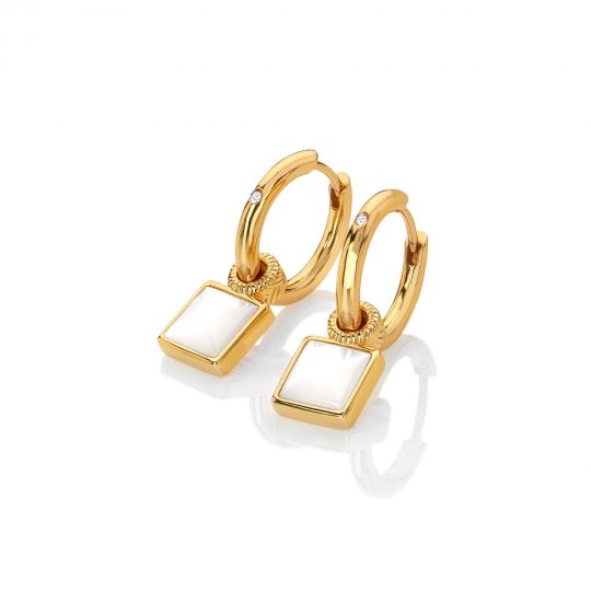 Hot Diamonds x Golden Edit Calm Mother of Pearl Square Earrings