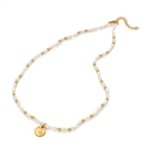 Hot Diamonds x Gold Edit Calm Pearl Lunar Necklace
