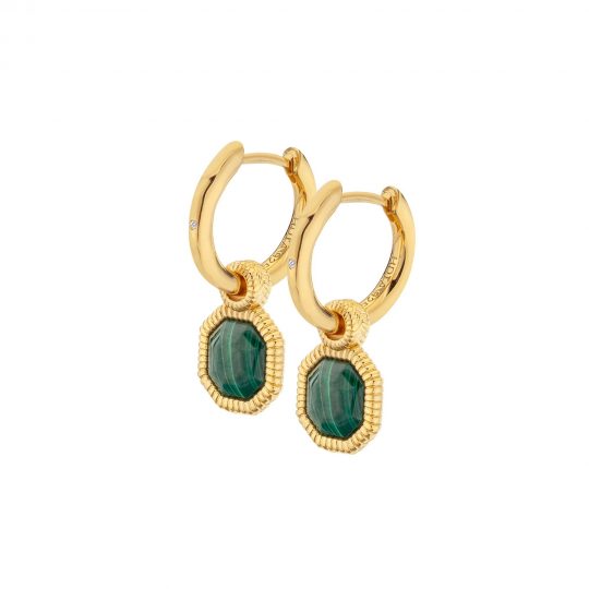 Hot Diamonds x Golden Edit Revive Malachite Earrings