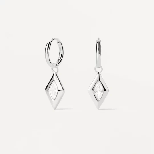 PDPAOLA Kate Drop Silver Hoops