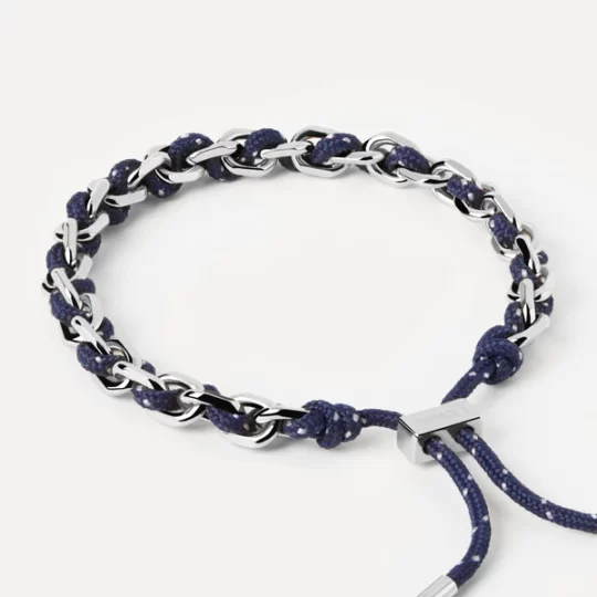 PDPAOLA Midnight Rope and Chain Silver Bracelet