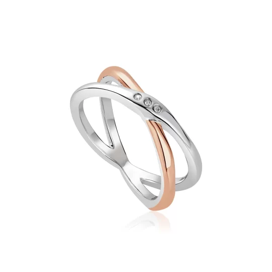 Clogau Ripples Silver Cross-Over Ring