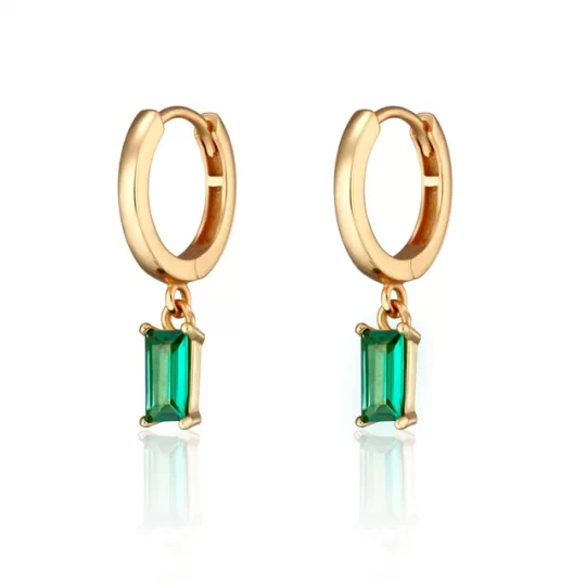 Scream Pretty Green Baguette Charm Hoop Earrings