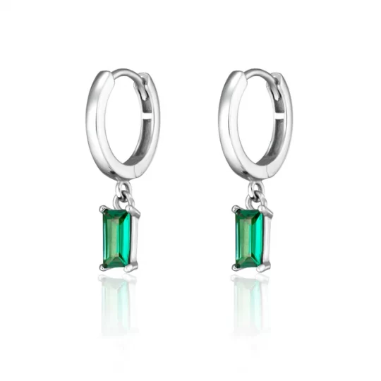 Scream Pretty Green Baguette Charm Hoop Earrings