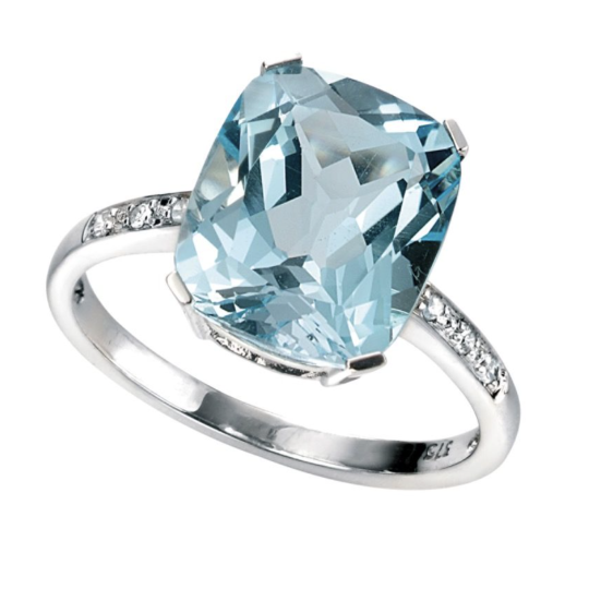 Gecko 9ct White Gold Blue Topaz & Diamond Statement Ring