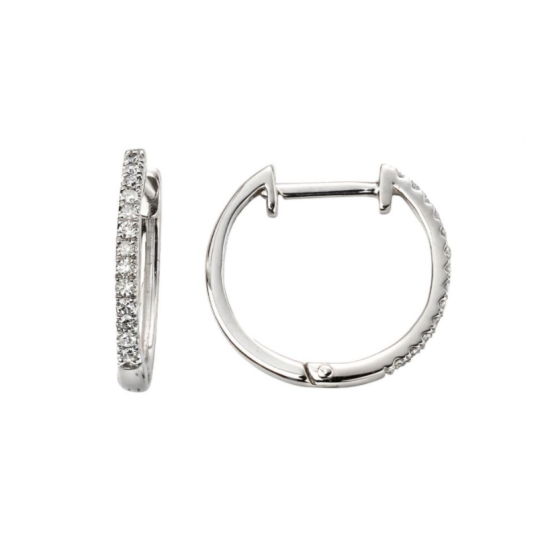 Gecko 9ct White Gold Diamond Huggie Earrings 13mm