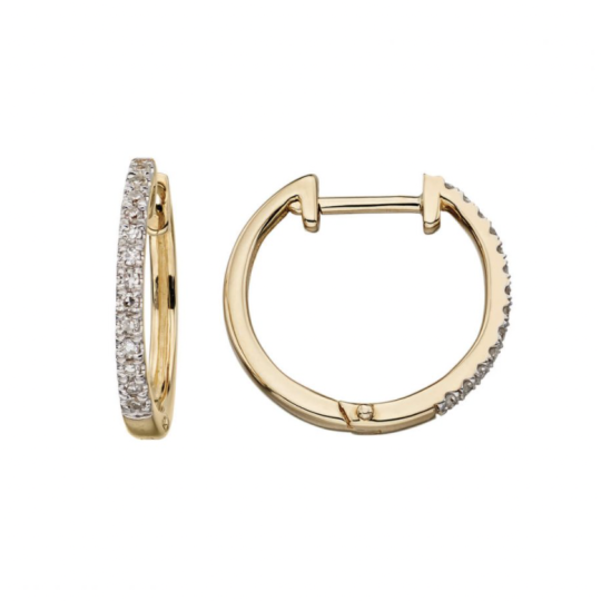 Gecko 9ct Yellow Gold And Diamond Huggie Earrings 14mm