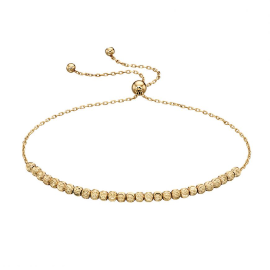 Gecko 9ct Yellow Gold Diamond Cut Beaded Bracelet