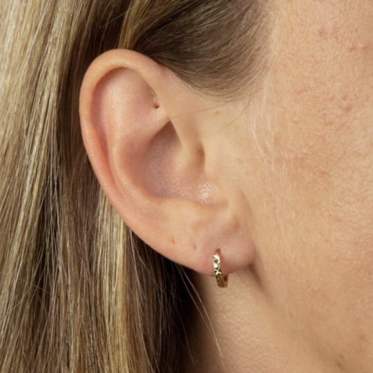 Gecko 9ct Yellow Gold Diamond Cut Huggie Hoop Earrings 10mm