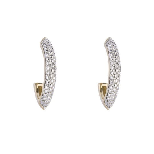 Gecko 9ct Yellow/ White Gold Navette Diamond Hoop Earrings