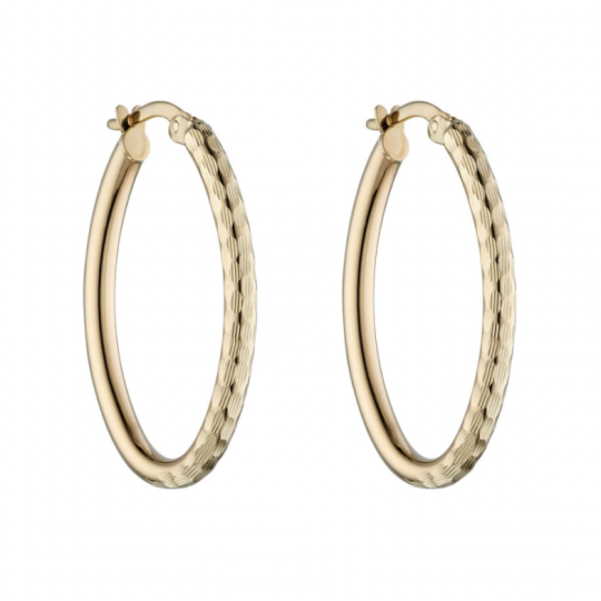 Gecko 9ct Yellow Gold Double Textured Hoop Earrings