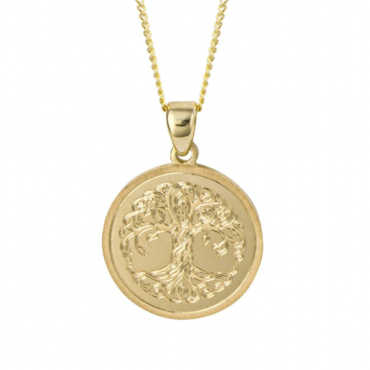 Gecko 9ct Yellow Gold Engraved Tree of Life Pendant