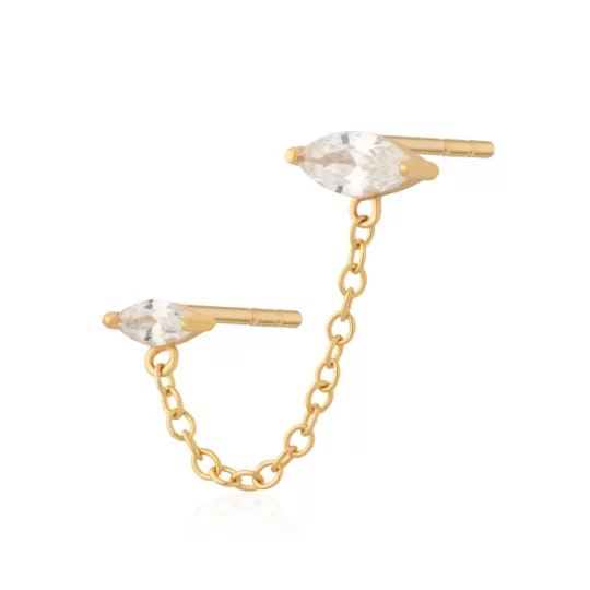 Scream Pretty Droplet Double Stud Earrings with Chain connector