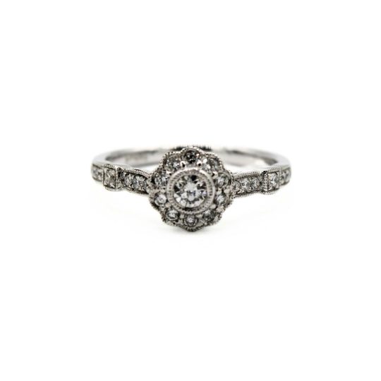 Vintage Inspired Diamond Daisy Engagement Ring