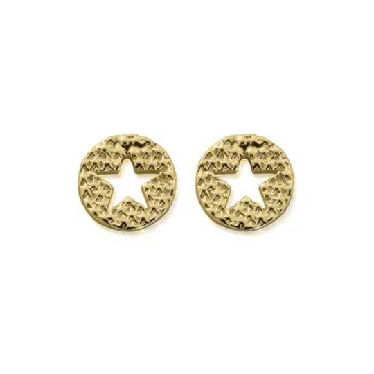 Chlobo Sparkle Star In Circle Stud Earrings