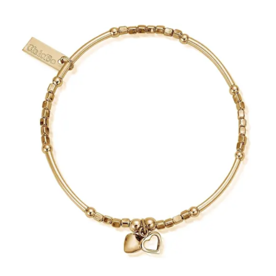 ChloBo Mini Noodle Cube Double Hearts Bracelet