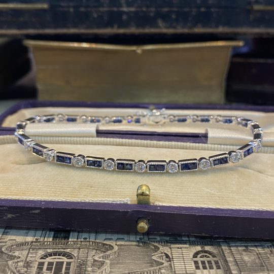 Vintage Inspired Sapphire & Diamond Line Bracelet