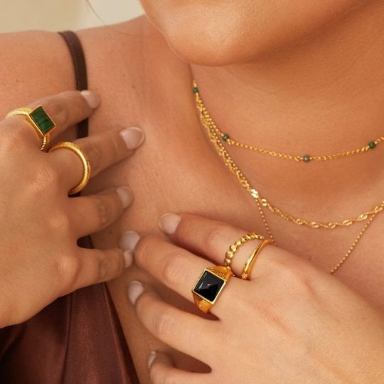 Hot Diamonds x Golden Edit Black Onyx Signet Ring