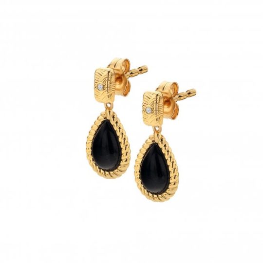 Hot Diamonds x Golden Edit Black Onyx Oval Earrings
