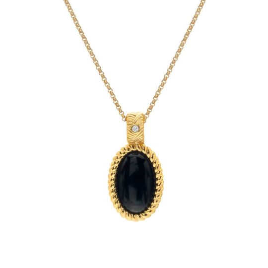 Hot Diamonds x Golden Edit Black Onyx Oval Pendant