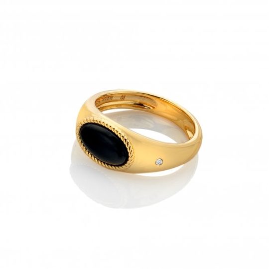 Hot Diamonds x Golden Edit Black Onyx Oval Signet Ring