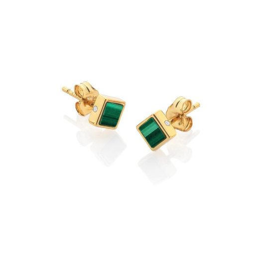 Hot Diamonds x Golden Edit Revive Square Stud Earrings