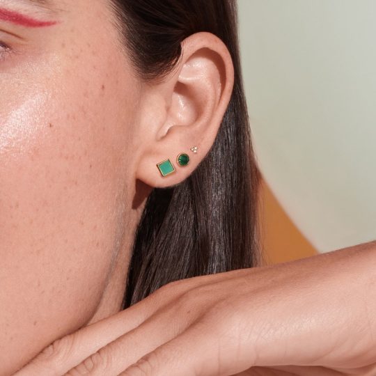 Hot Diamonds x Golden Edit Revive Square Stud Earrings