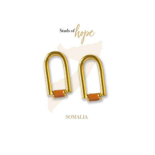 Gold Plated Contemporary Enamel Arch Stud Earrings Somalia | Studs Of Hope