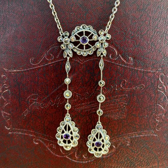 Vintage Inspired Amethyst & Marcasite Negligee Necklace