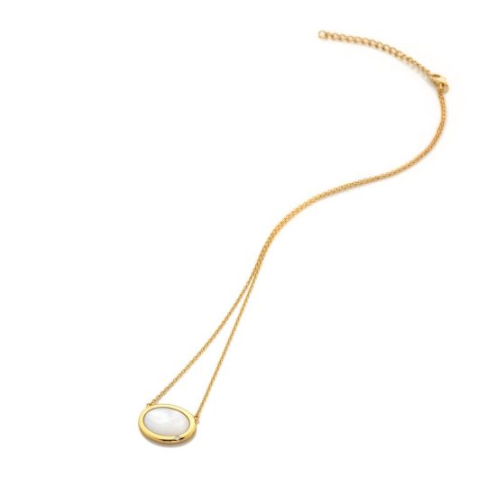 Hot Diamonds x GEM Horizontal Oval Necklace - Mother of Pearl