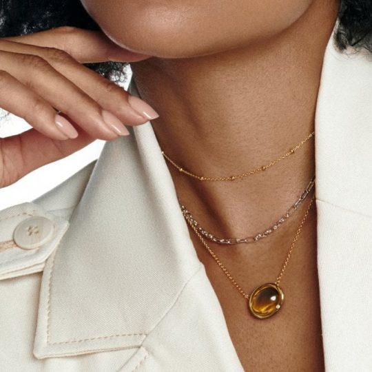 Hot Diamonds x GEM Horizontal Oval Necklace - Tigers Eye