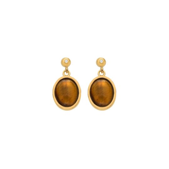 Hot Diamonds Oval Earrings – Tigers Eye